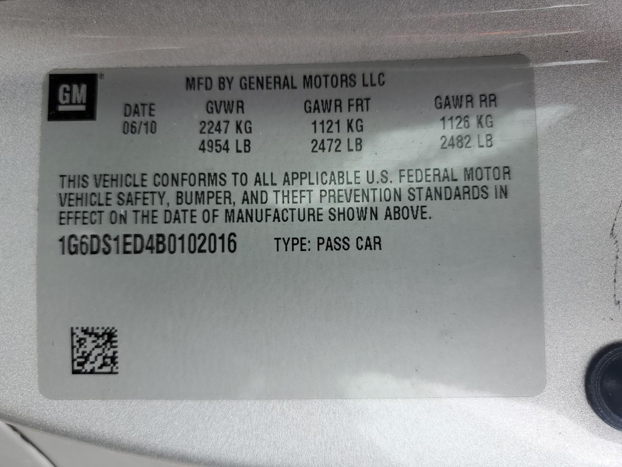 2011 Cadillac Cts Premium Collection VIN: 1G6DS1ED4B0102016 Lot: 63765044