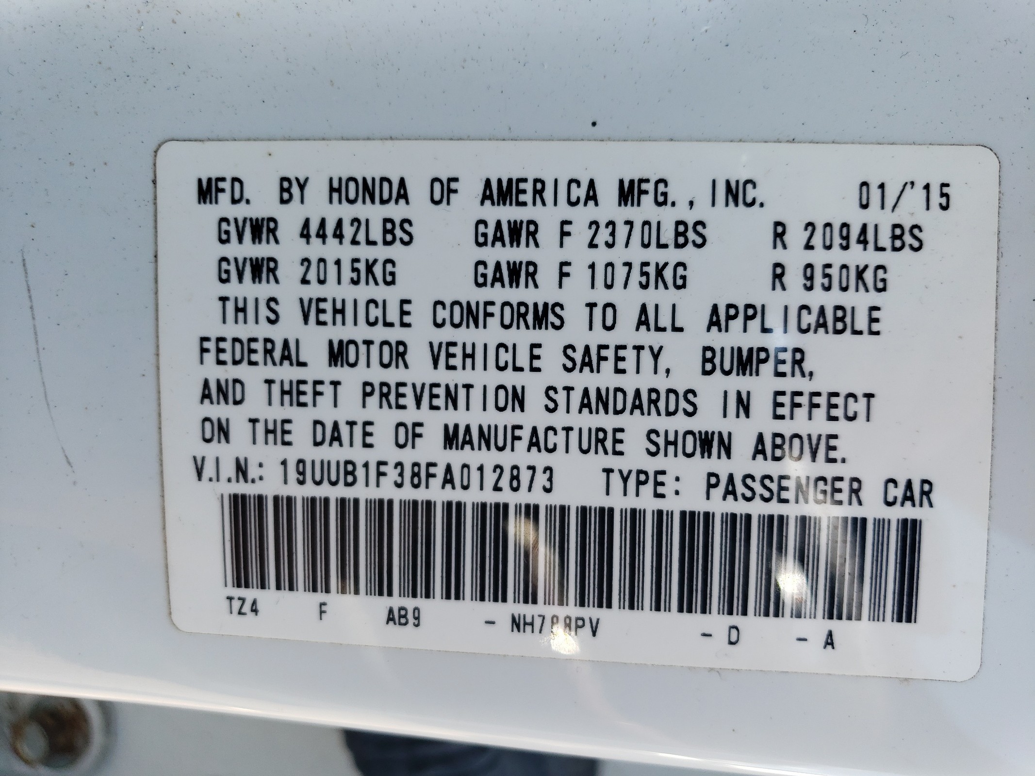 19UUB1F38FA012873 2015 Acura Tlx