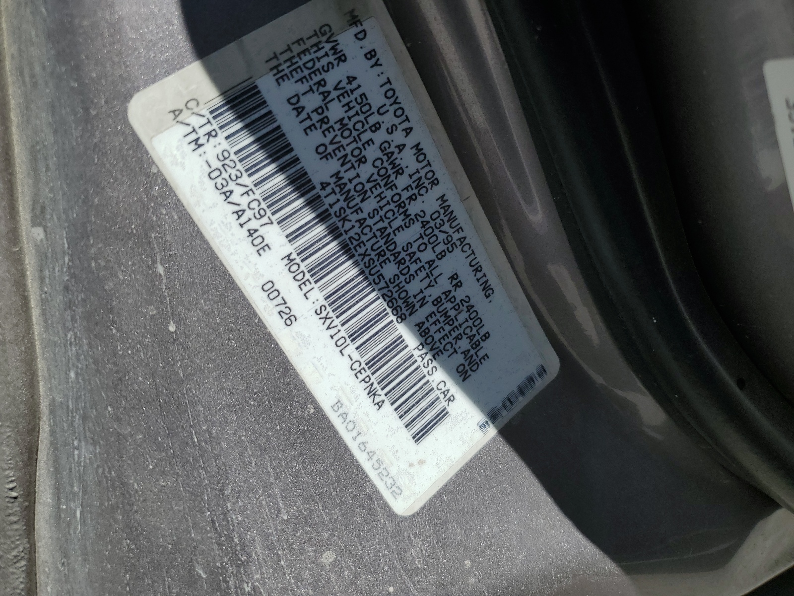 4T1SK12EXSU572668 1995 Toyota Camry Le