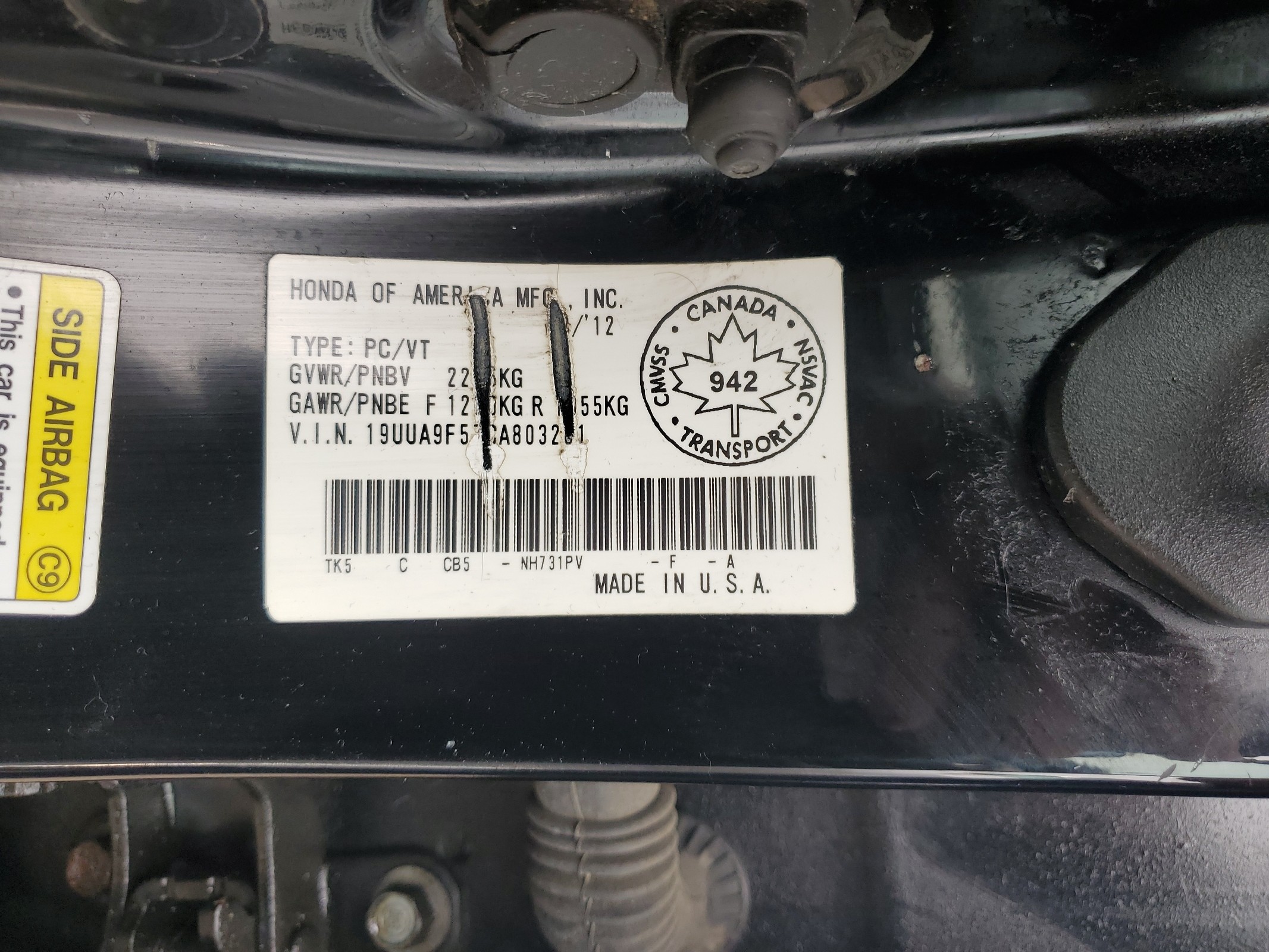 19UUA9F57CA803281 2012 Acura Tl