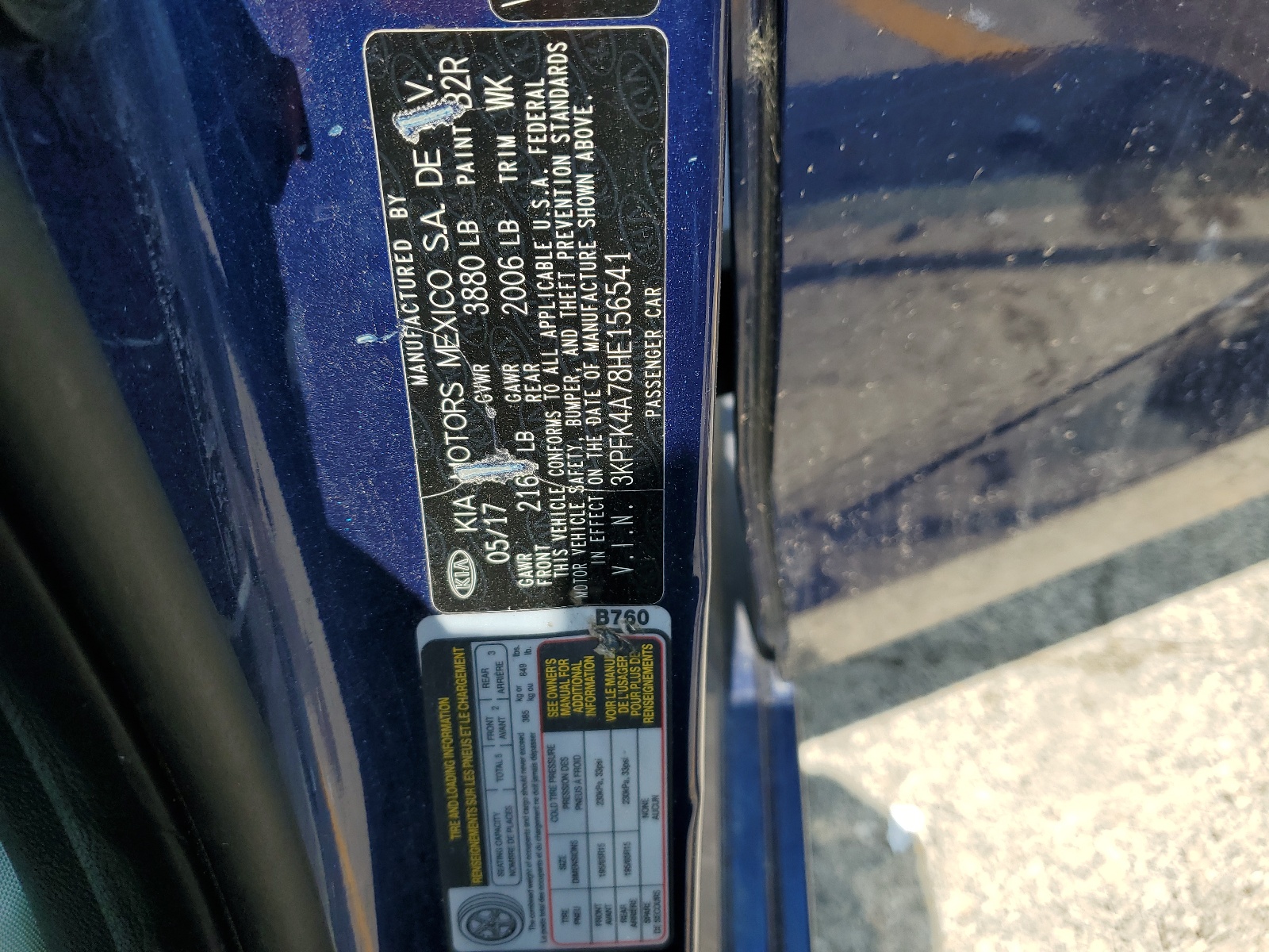 3KPFK4A78HE156541 2017 Kia Forte Lx