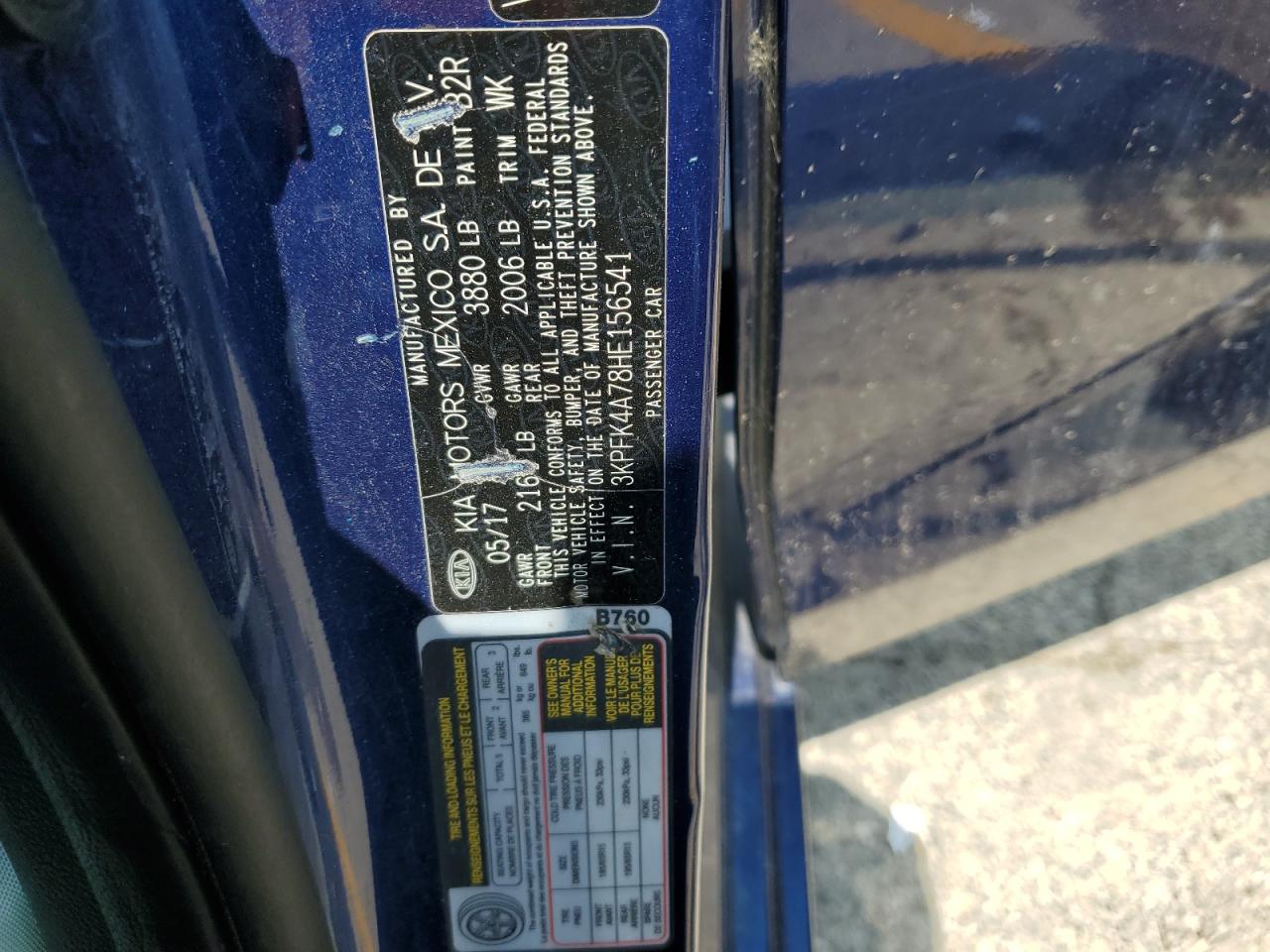 2017 Kia Forte Lx VIN: 3KPFK4A78HE156541 Lot: 62929164