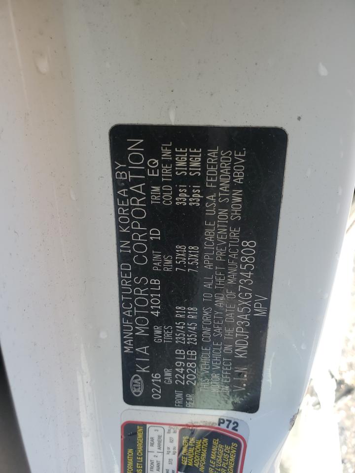 2016 Kia Soul + VIN: KNDJP3A5XG7345808 Lot: 58459774