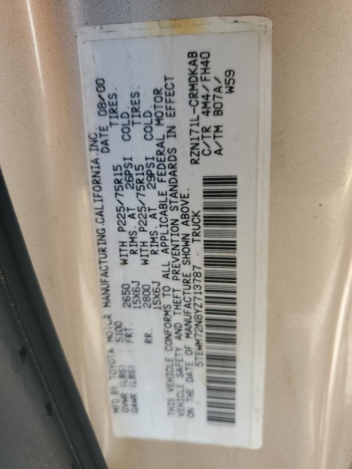 2000 Toyota Tacoma Xtracab VIN: 5TEWM72N8YZ713787 Lot: 64192784