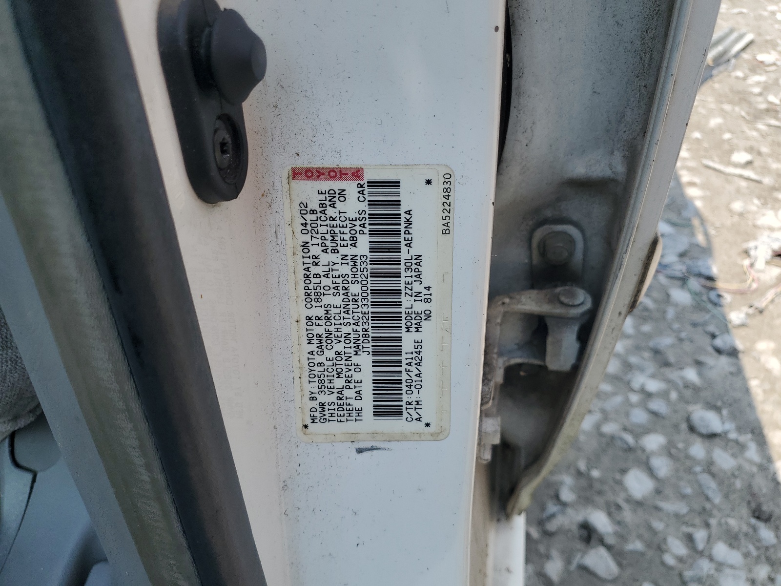 JTDBR32E330002533 2003 Toyota Corolla Ce