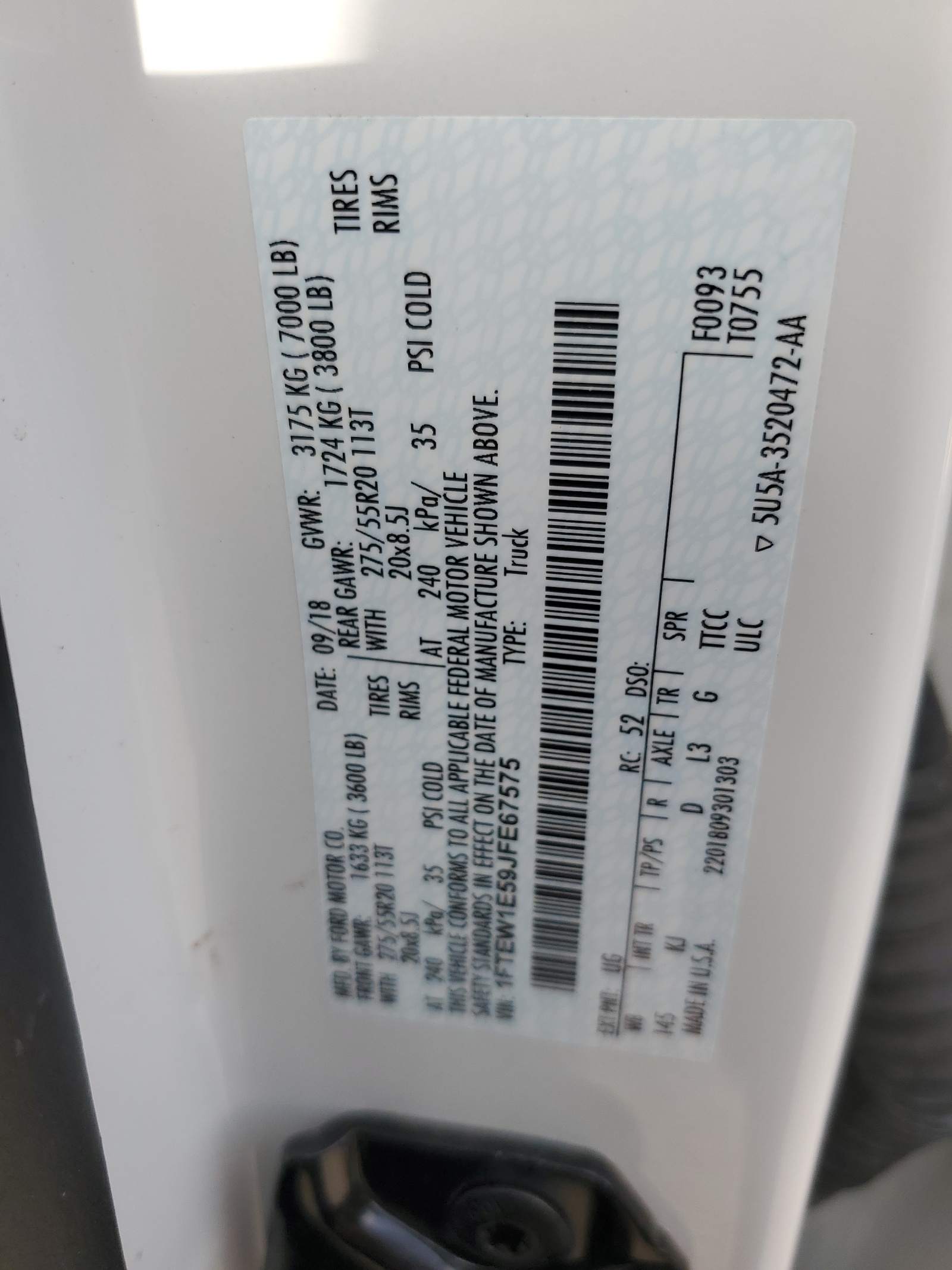 1FTEW1E59JFE67575 2018 Ford F150 Supercrew