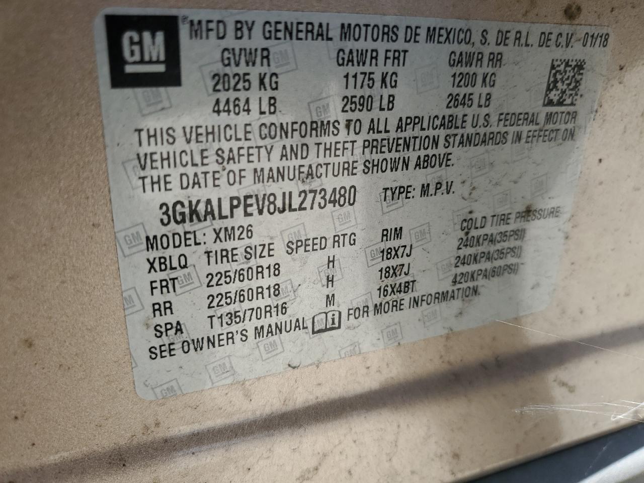 2018 GMC Terrain Slt VIN: 3GKALPEV8JL273480 Lot: 63114874