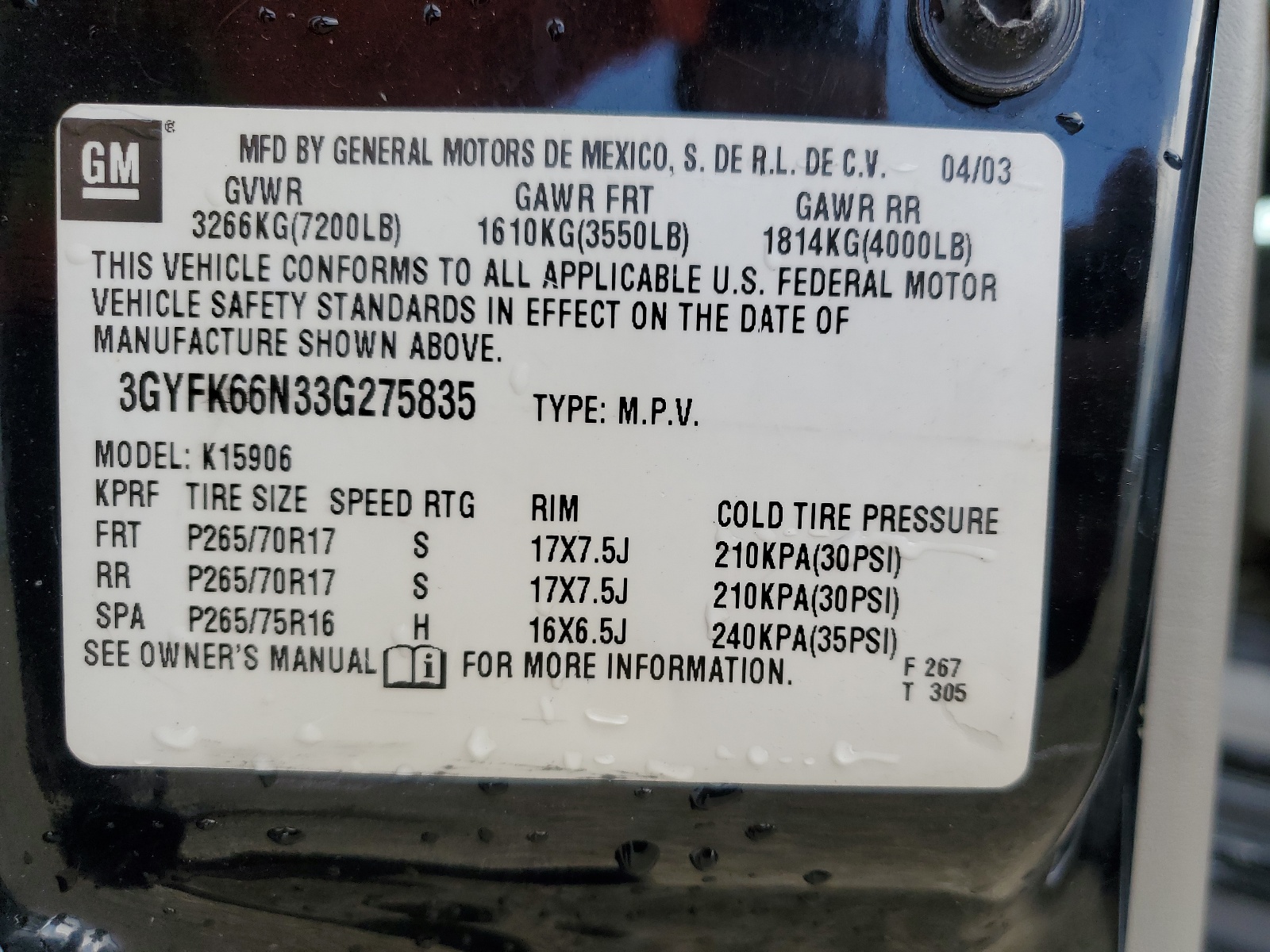 3GYFK66N33G275835 2003 Cadillac Escalade Esv