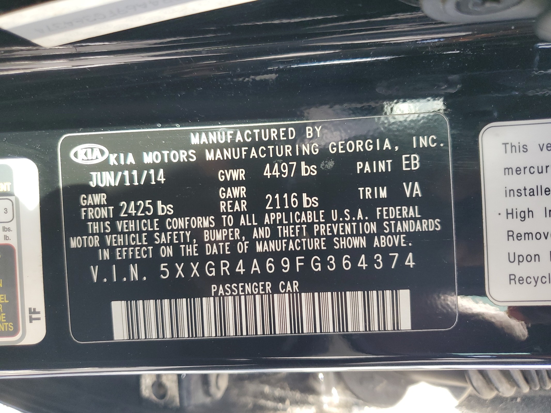 2015 Kia Optima Sx vin: 5XXGR4A69FG364374