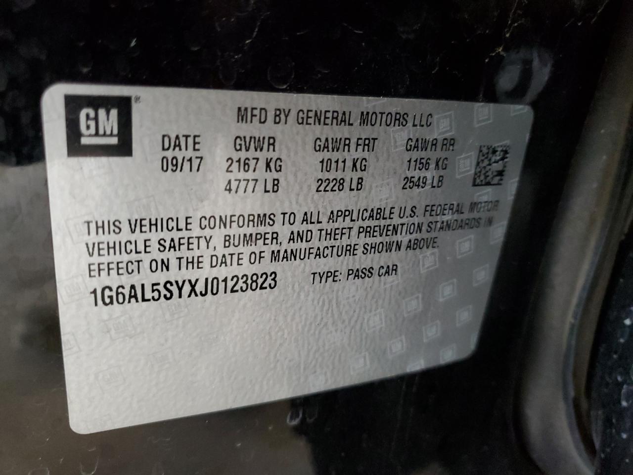 2018 Cadillac Ats-V VIN: 1G6AL5SYXJ0123823 Lot: 63319144