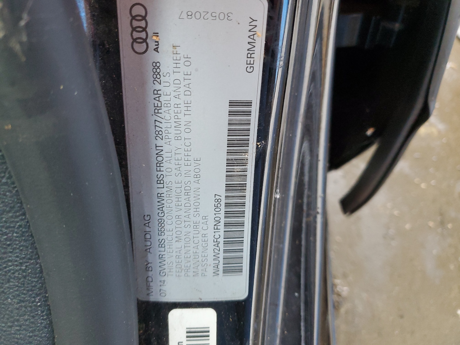 WAUW2AFC1FN010587 2015 Audi S7 Premium