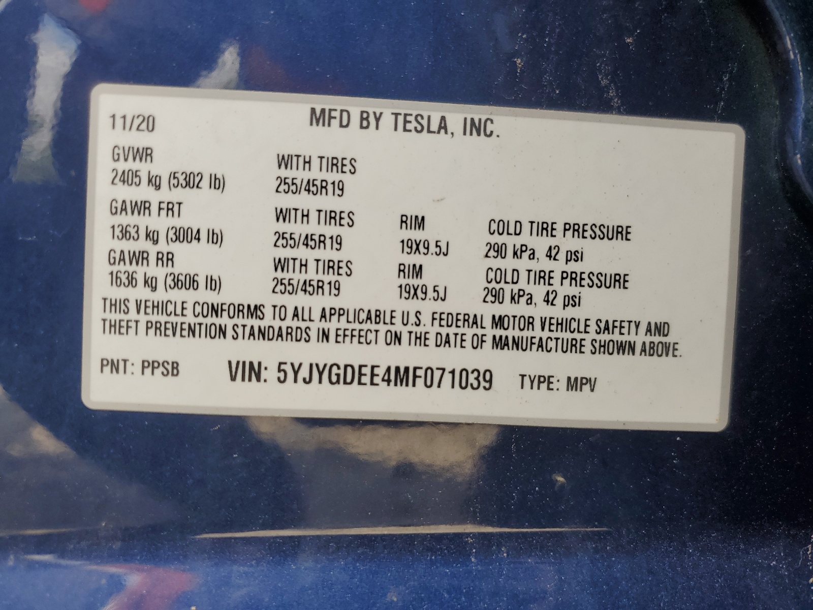 5YJYGDEE4MF071039 2021 Tesla Model Y