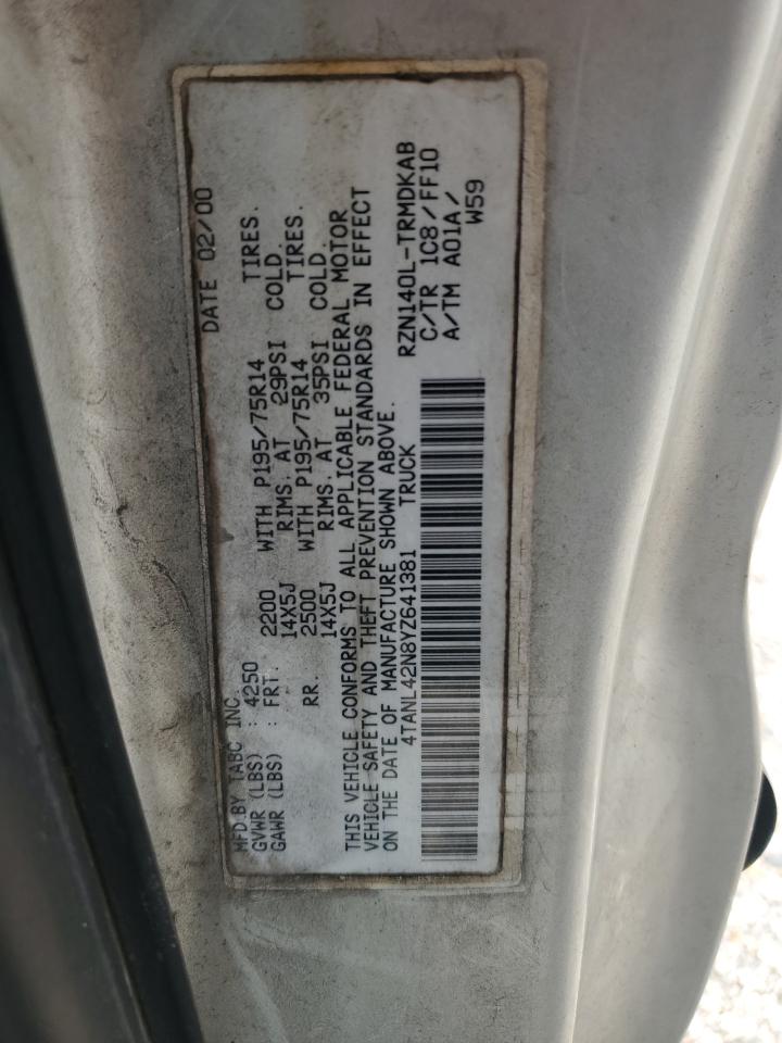 2000 Toyota Tacoma VIN: 4TANL42N8YZ641381 Lot: 61874784