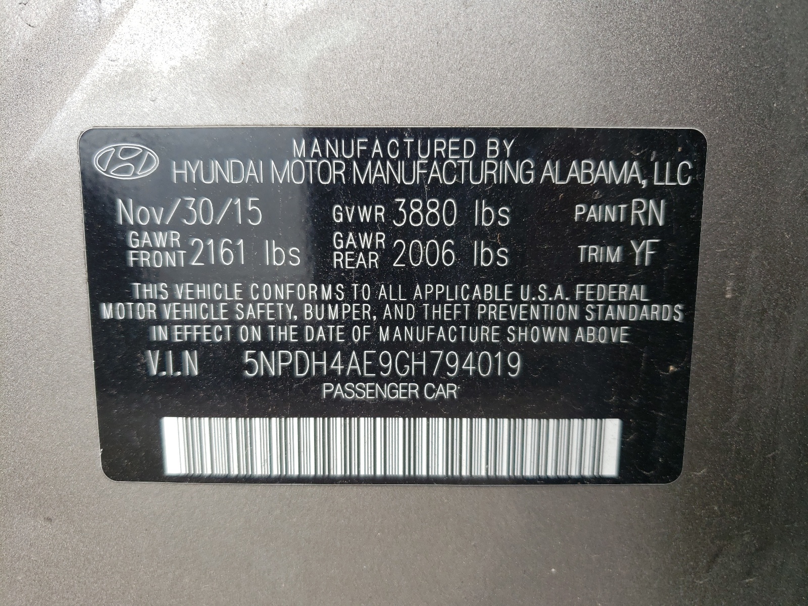 5NPDH4AE9GH794019 2016 Hyundai Elantra Se