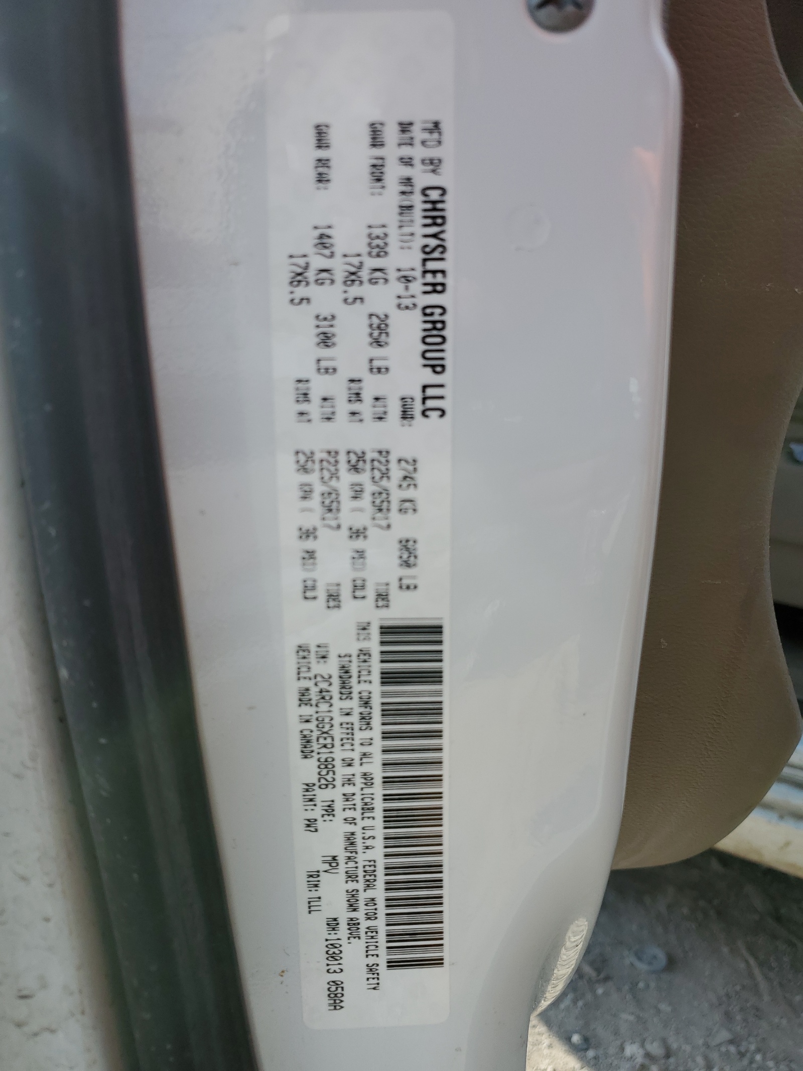 2C4RC1GGXER198526 2014 Chrysler Town & Country Limited