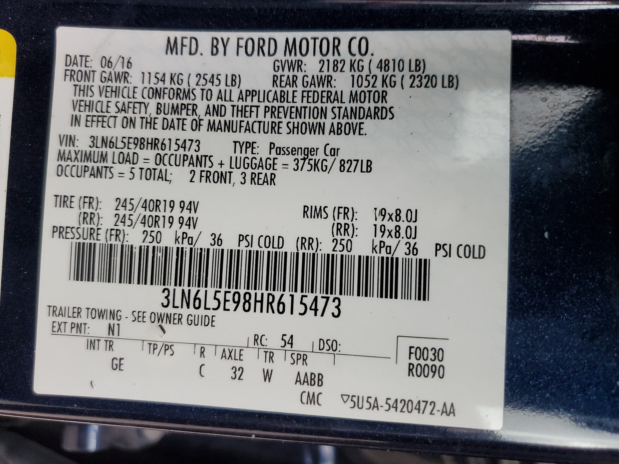 3LN6L5E98HR615473 2017 Lincoln Mkz Reserve