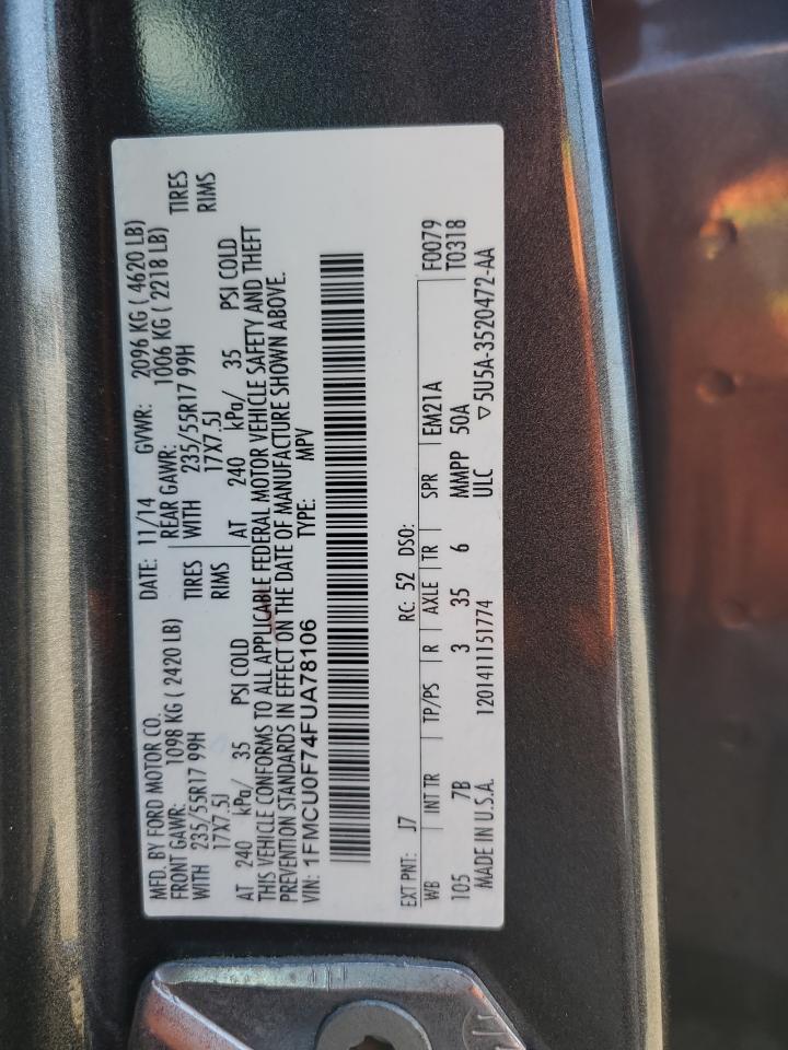 2015 Ford Escape S VIN: 1FMCU0F74FUA78106 Lot: 60258494