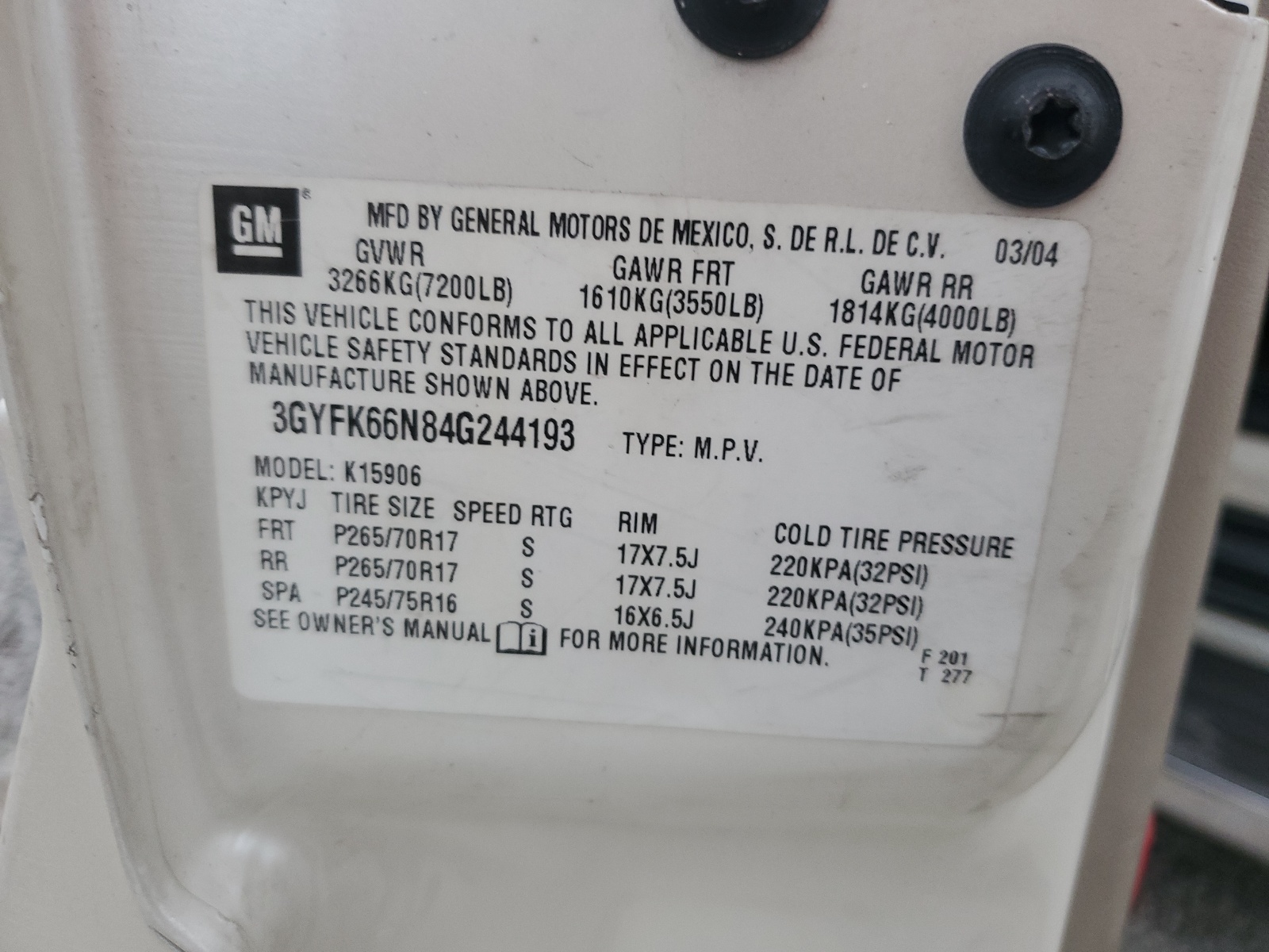 3GYFK66N84G244193 2004 Cadillac Escalade Esv