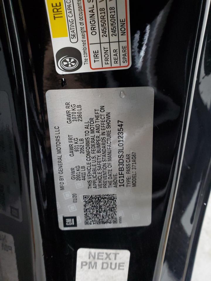 2020 Chevrolet Camaro Ls VIN: 1G1FB3DS3L0123547 Lot: 60381884