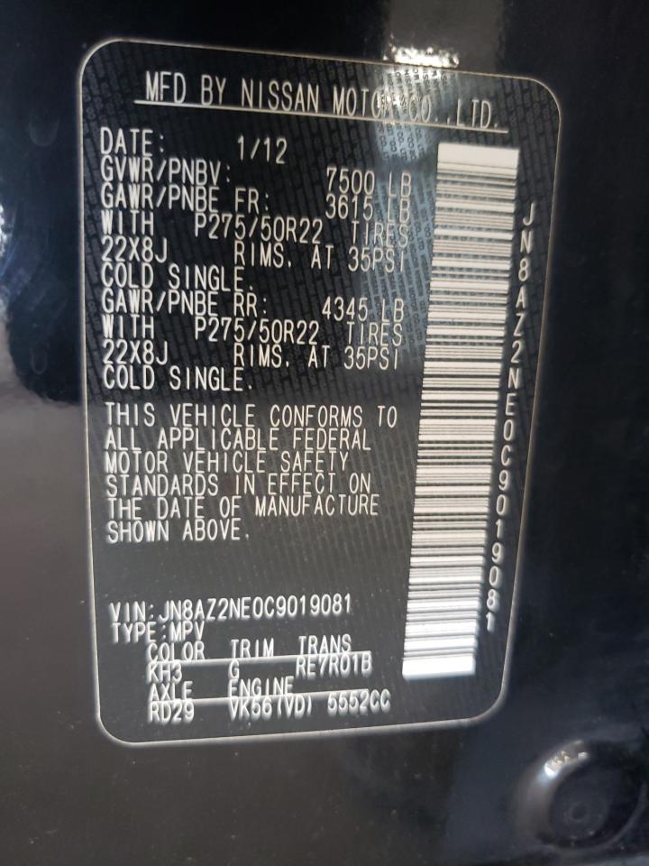 2012 Infiniti Qx56 VIN: JN8AZ2NE0C9019081 Lot: 59936214