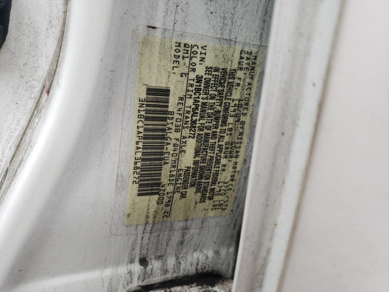 2010 Nissan Versa S VIN: 3N1BC1AP6AL368272 Lot: 64300144