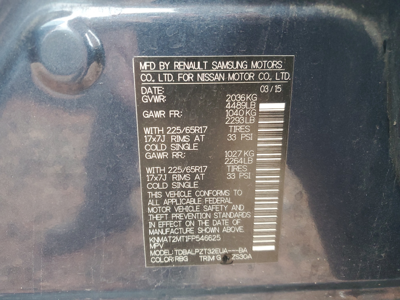 KNMAT2MT1FP546625 2015 Nissan Rogue S