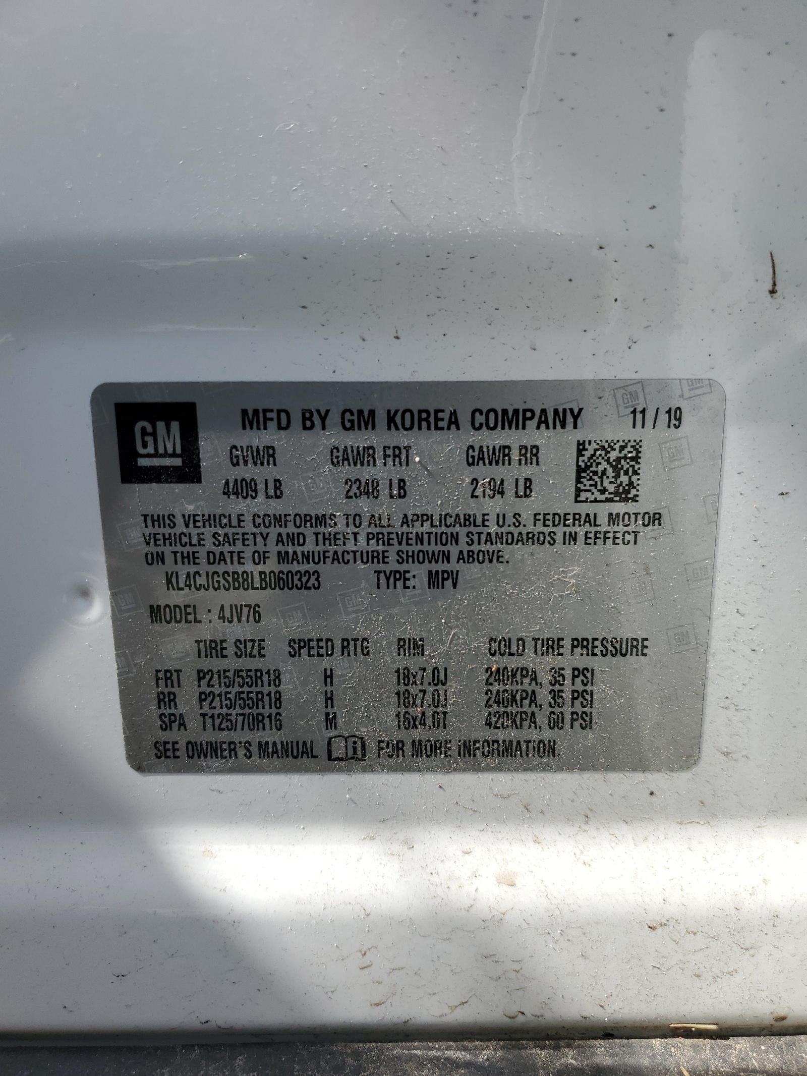 KL4CJGSB8LB060323 2020 Buick Encore Essence