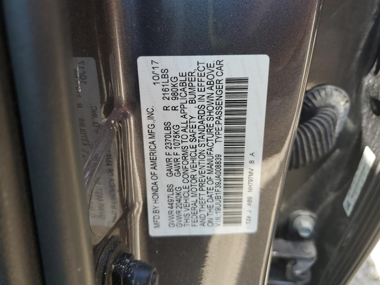 19UUB1F39JA008839 2018 Acura Tlx