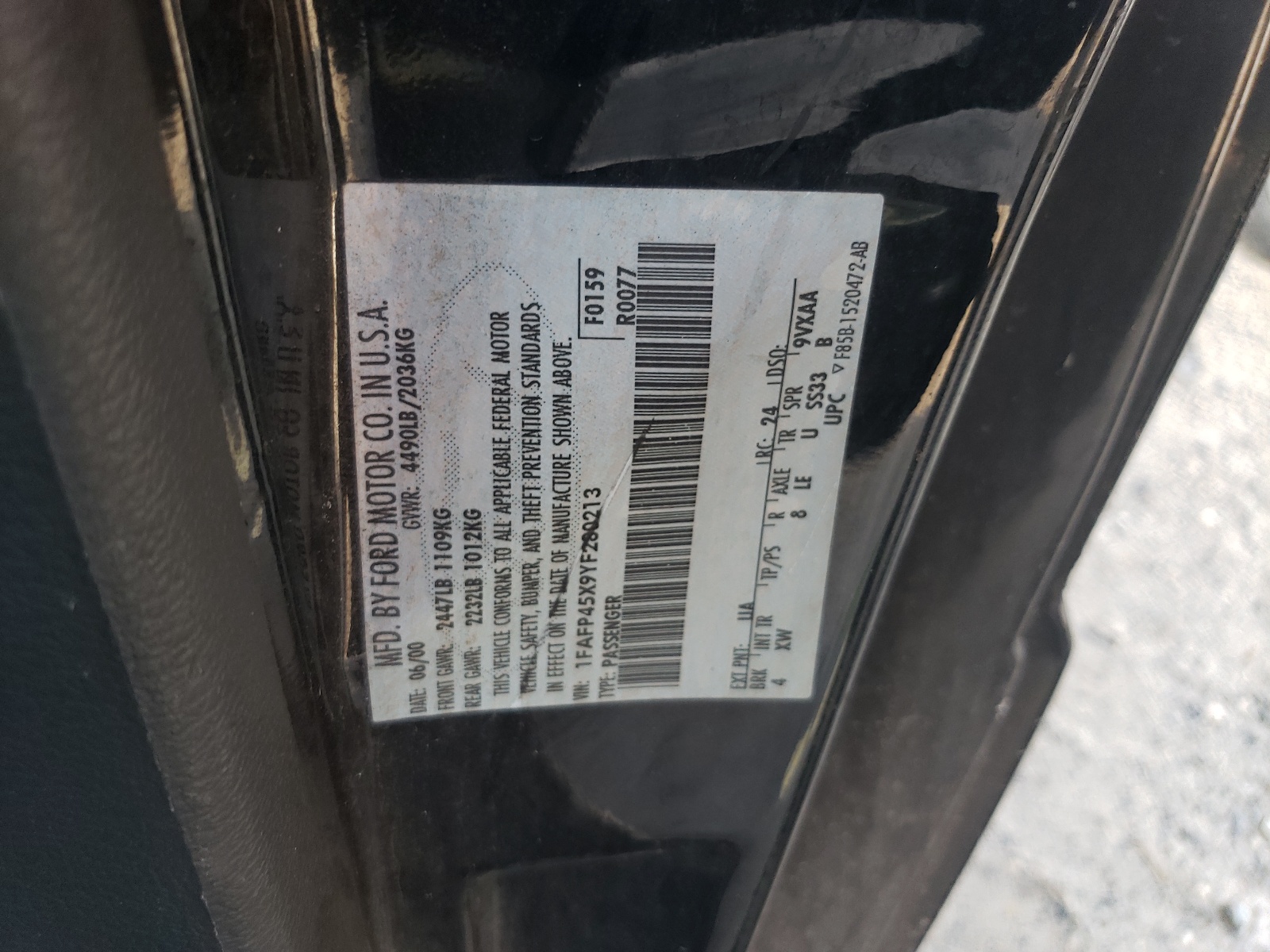 1FAFP45X9YF280213 2000 Ford Mustang Gt