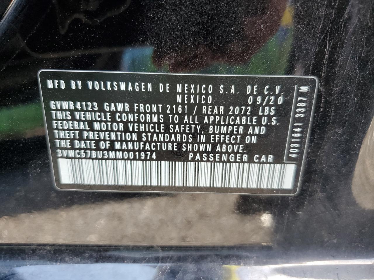 2021 Volkswagen Jetta S VIN: 3VWC57BU3MM001974 Lot: 61169364