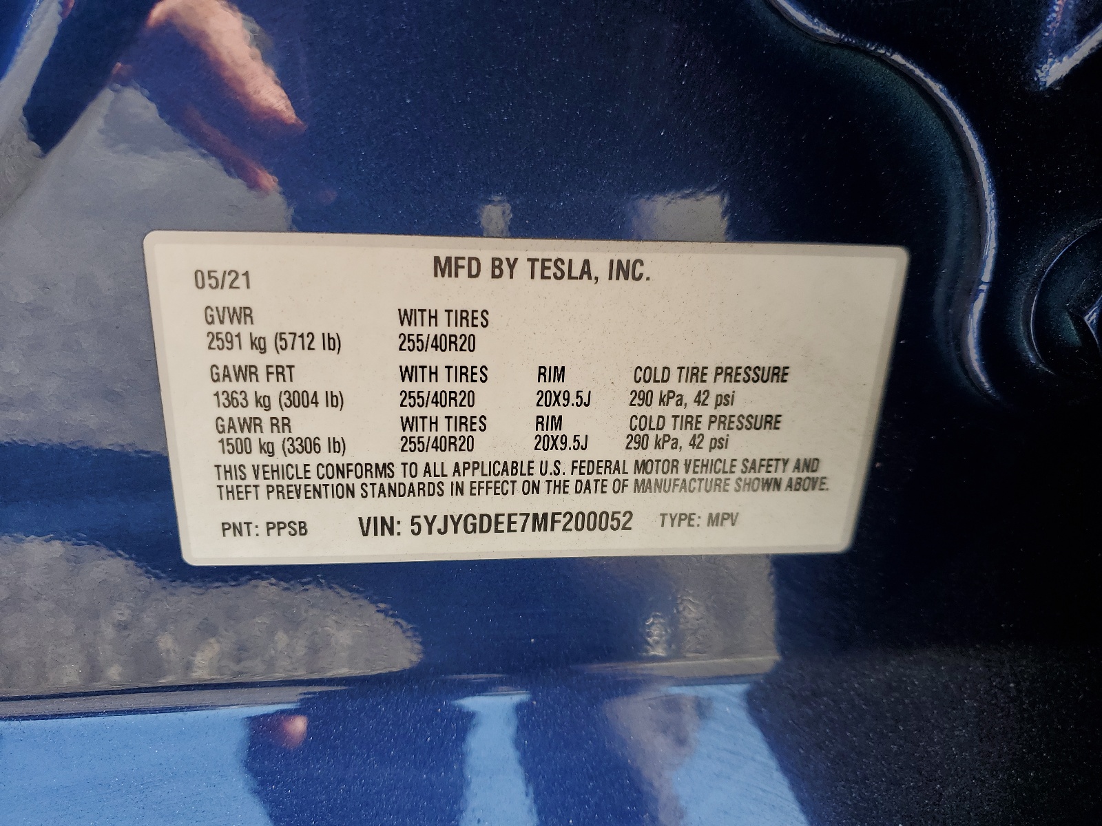 5YJYGDEE7MF200052 2021 Tesla Model Y