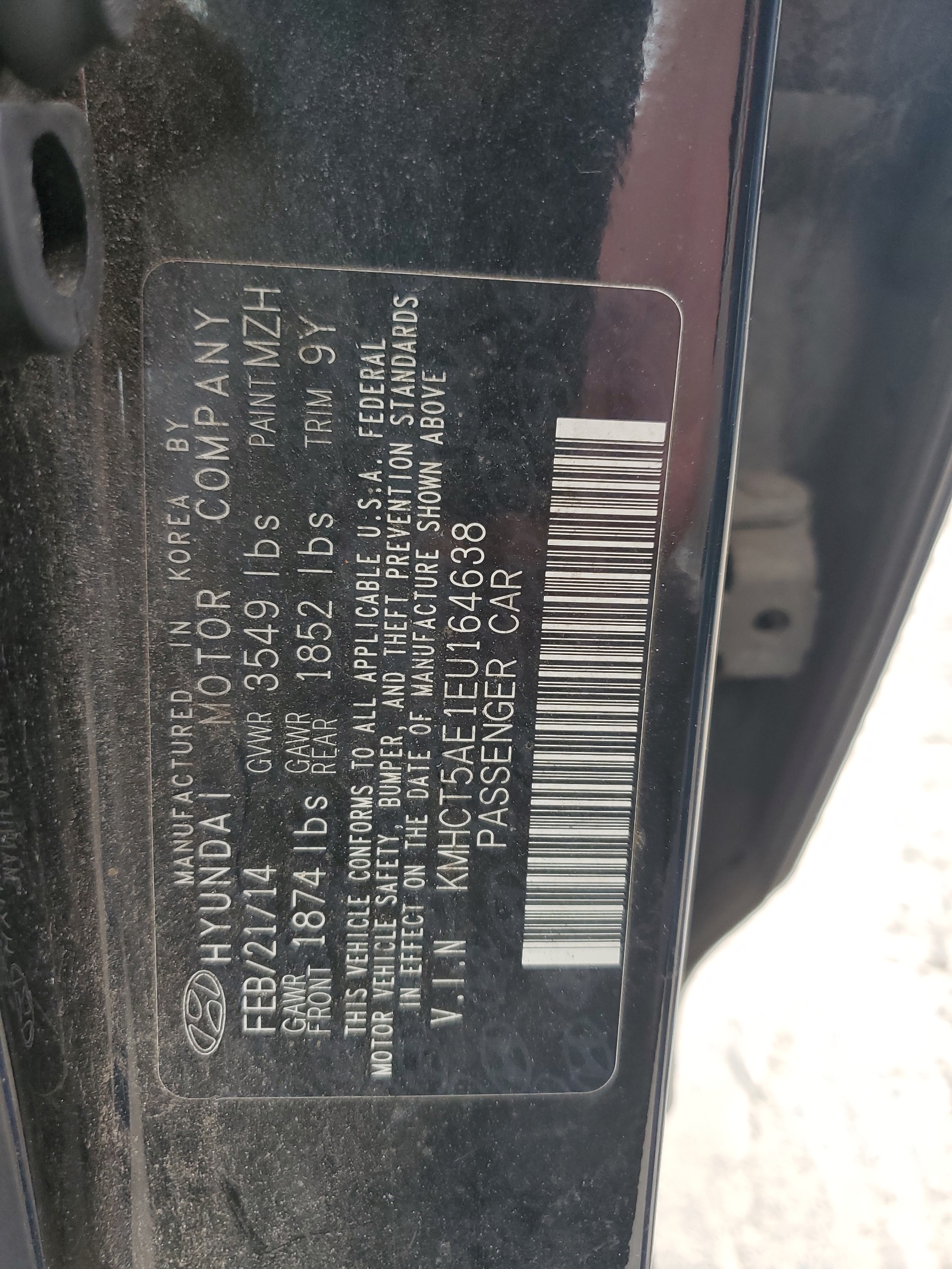 KMHCT5AE1EU164638 2014 Hyundai Accent Gls