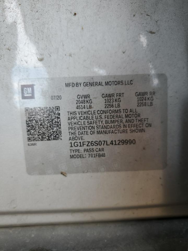 1G1FZ6S07L4129990 2020 Chevrolet Bolt Ev Premier