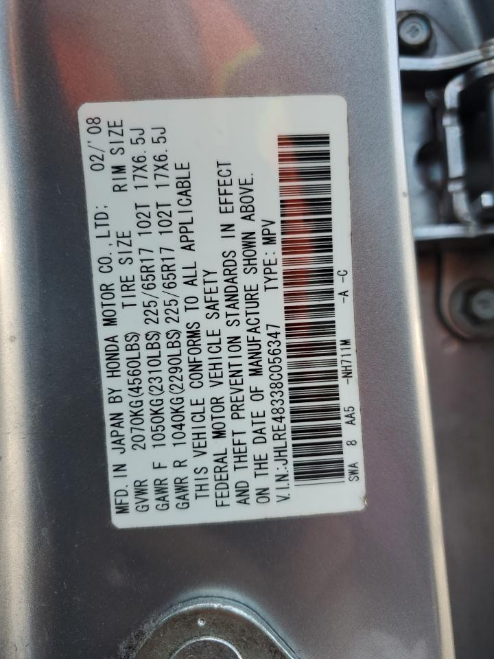 2008 Honda Cr-V Lx VIN: JHLRE48338C056347 Lot: 63343744