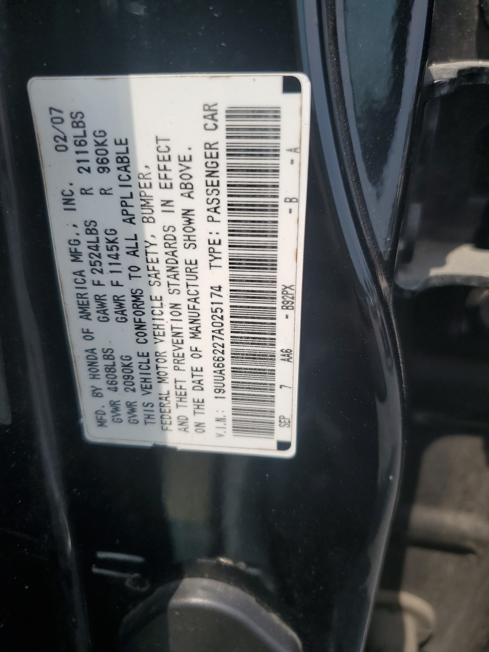 19UUA66227A025174 2007 Acura Tl