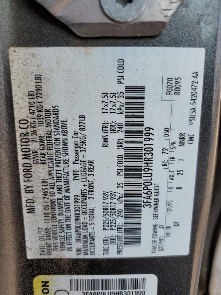 2017 Ford Fusion Se Hybrid VIN: 3FA6P0LU9HR301999 Lot: 64489864