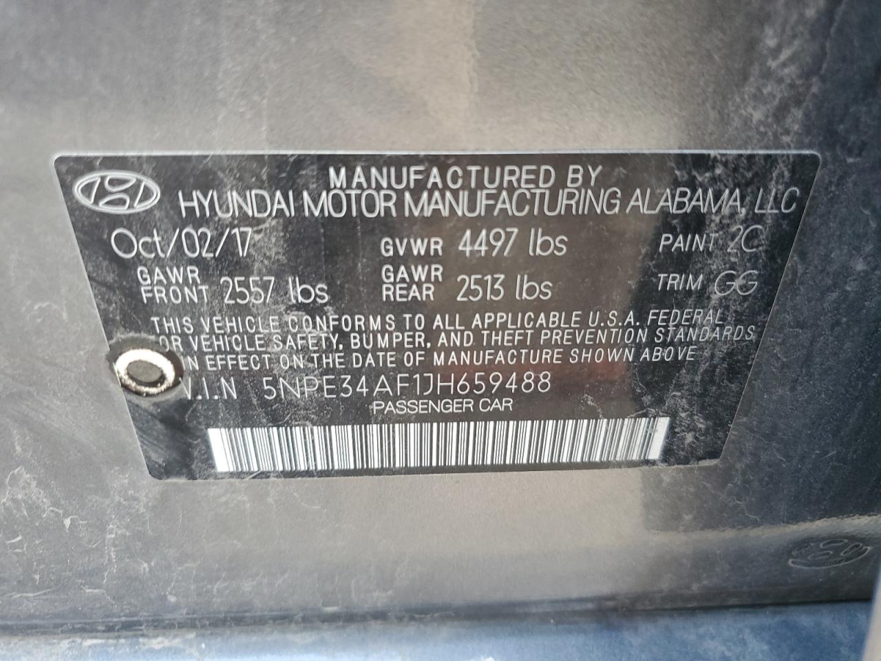 5NPE34AF1JH659488 2018 Hyundai Sonata Sport