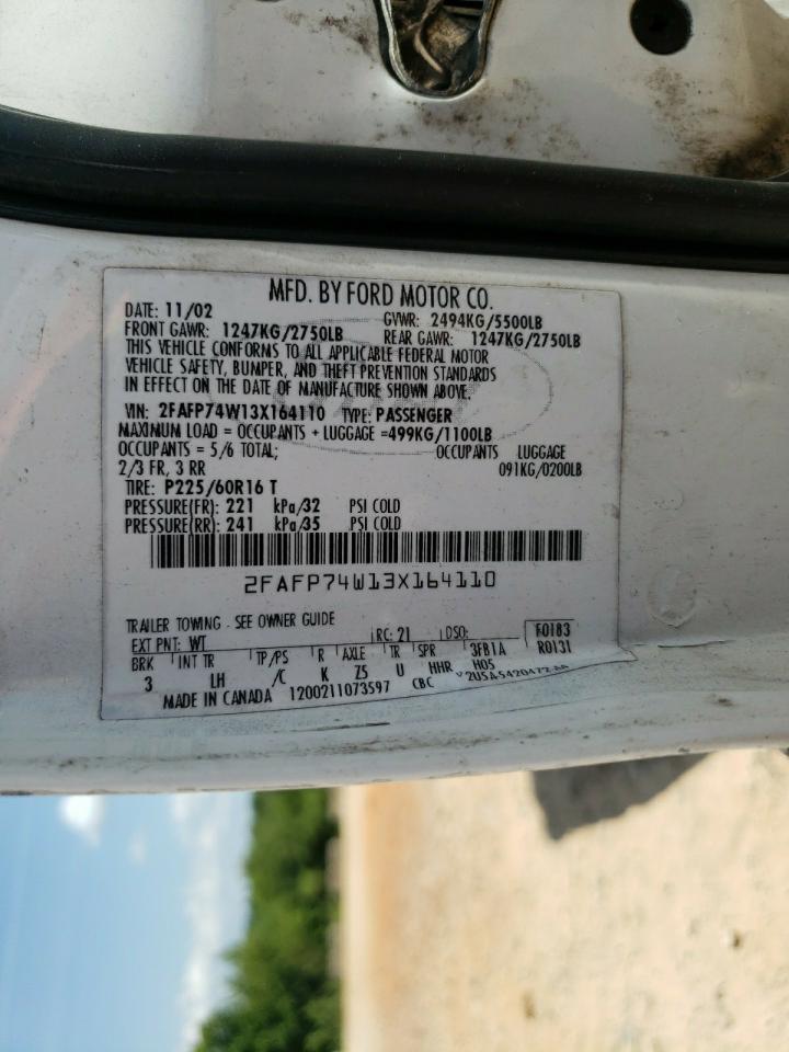 2003 Ford Crown Victoria Lx VIN: 2FAFP74W13X164110 Lot: 63500614