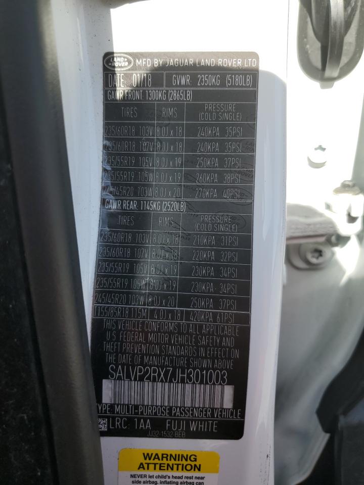 2018 Land Rover Range Rover Evoque Se VIN: SALVP2RX7JH301003 Lot: 64223334