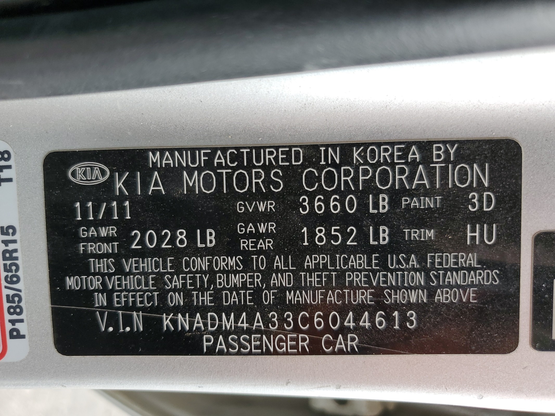 KNADM4A33C6044613 2012 Kia Rio Lx