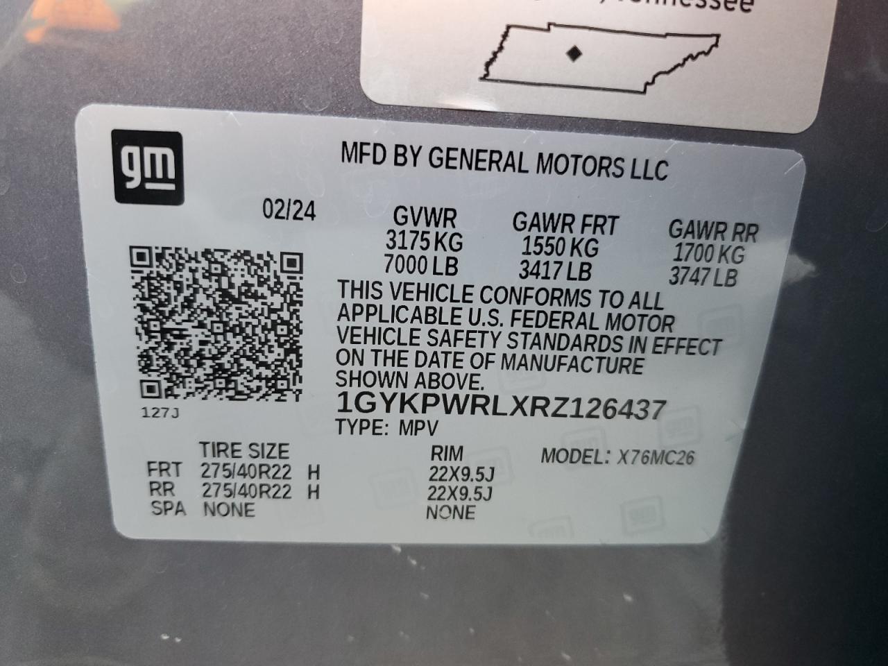 1GYKPWRLXRZ126437 2024 Cadillac Lyriq Sport