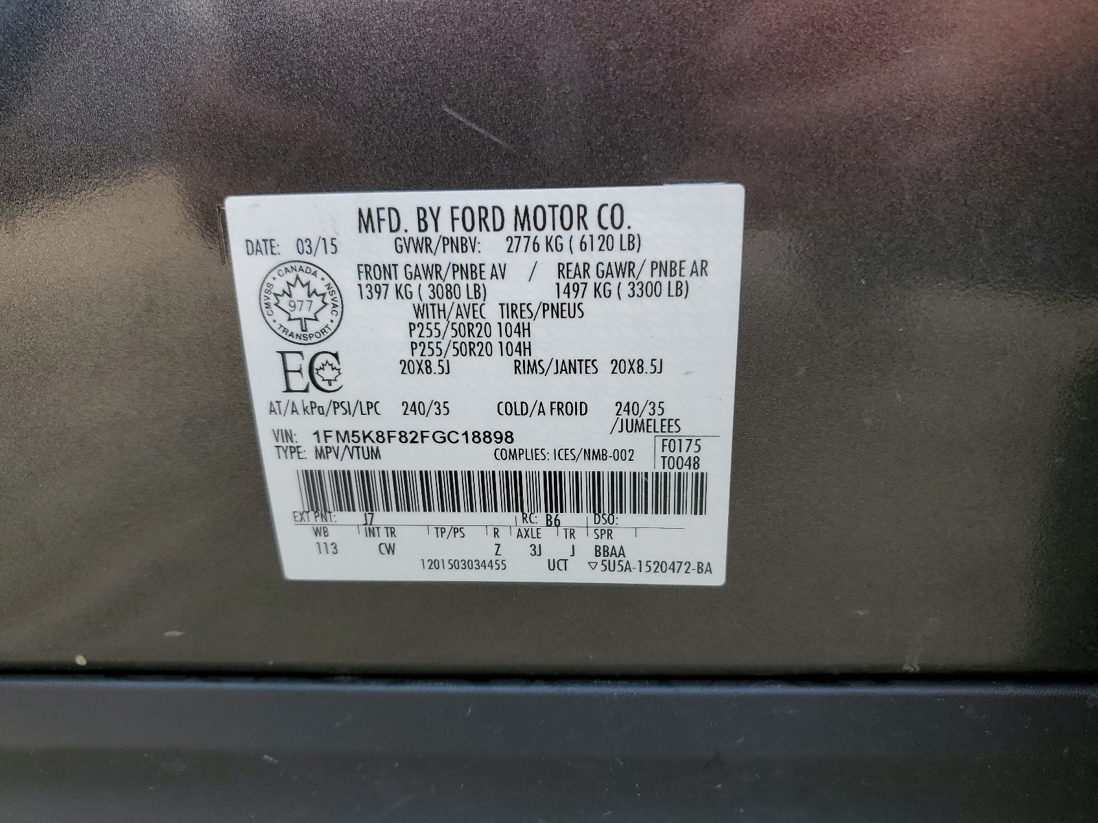 1FM5K8F82FGC18898 2015 Ford Explorer Limited