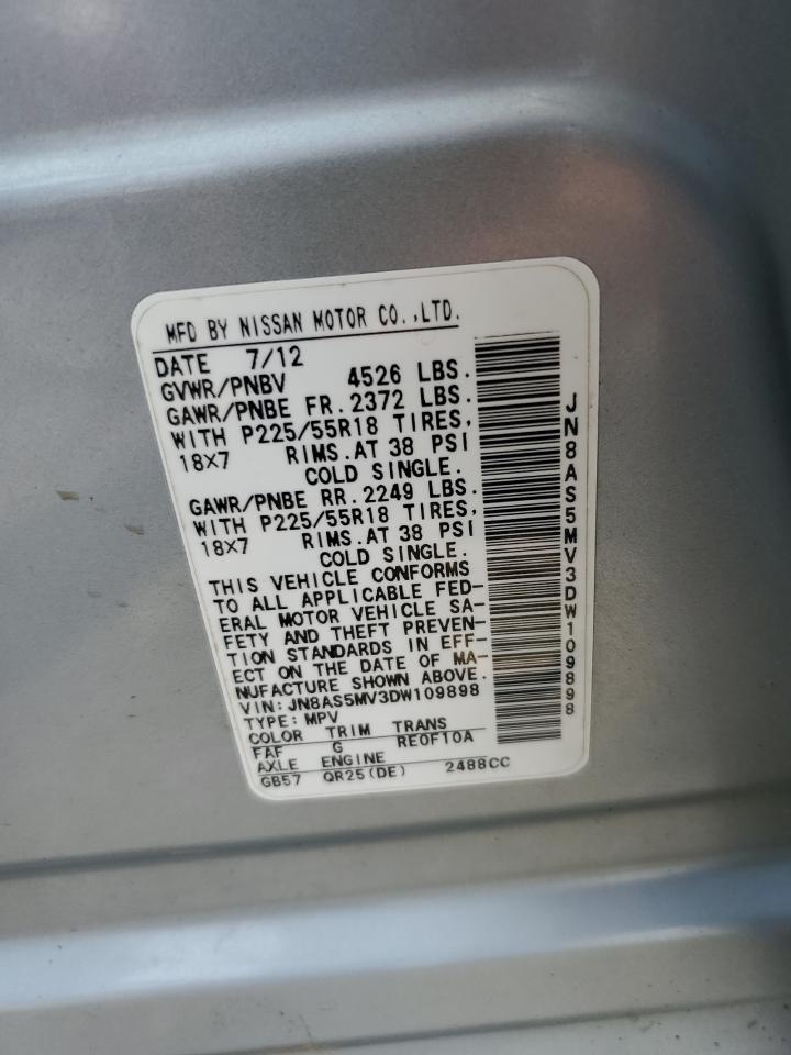 2013 Nissan Rogue S VIN: JN8AS5MV3DW109898 Lot: 64975674