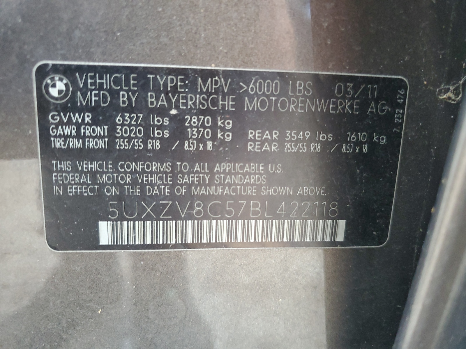 5UXZV8C57BL422118 2011 BMW X5 xDrive50I