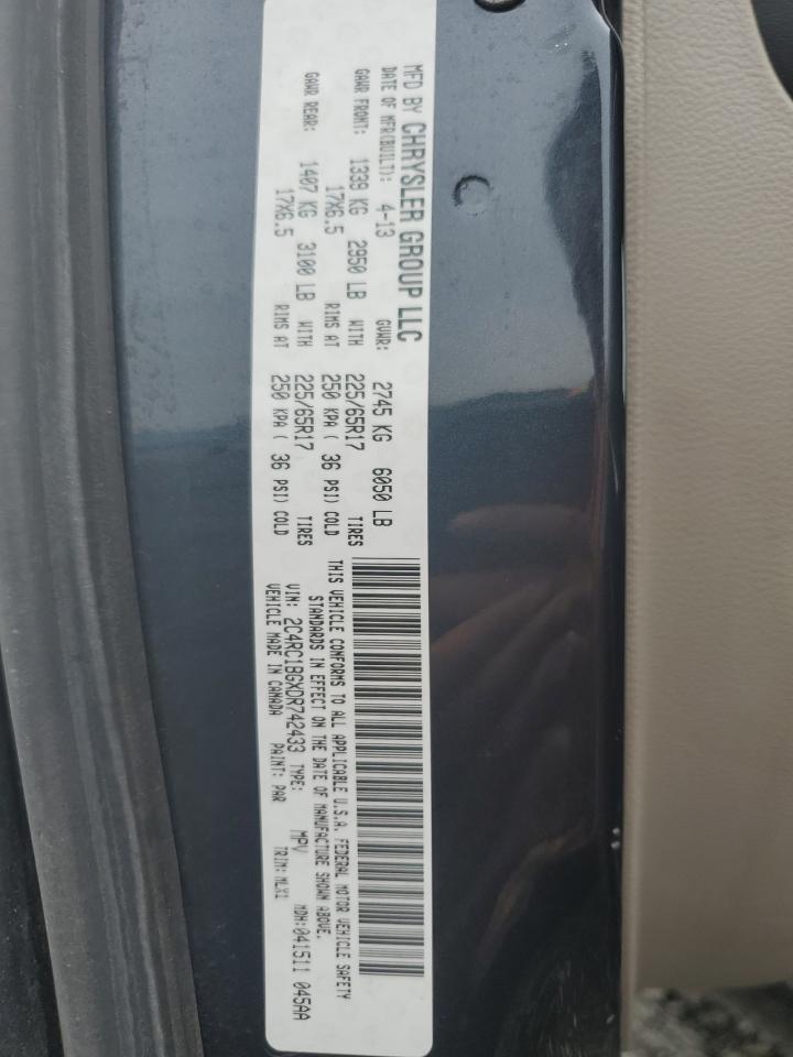 2013 Chrysler Town & Country Touring VIN: 2C4RC1BGXDR742433 Lot: 61908184