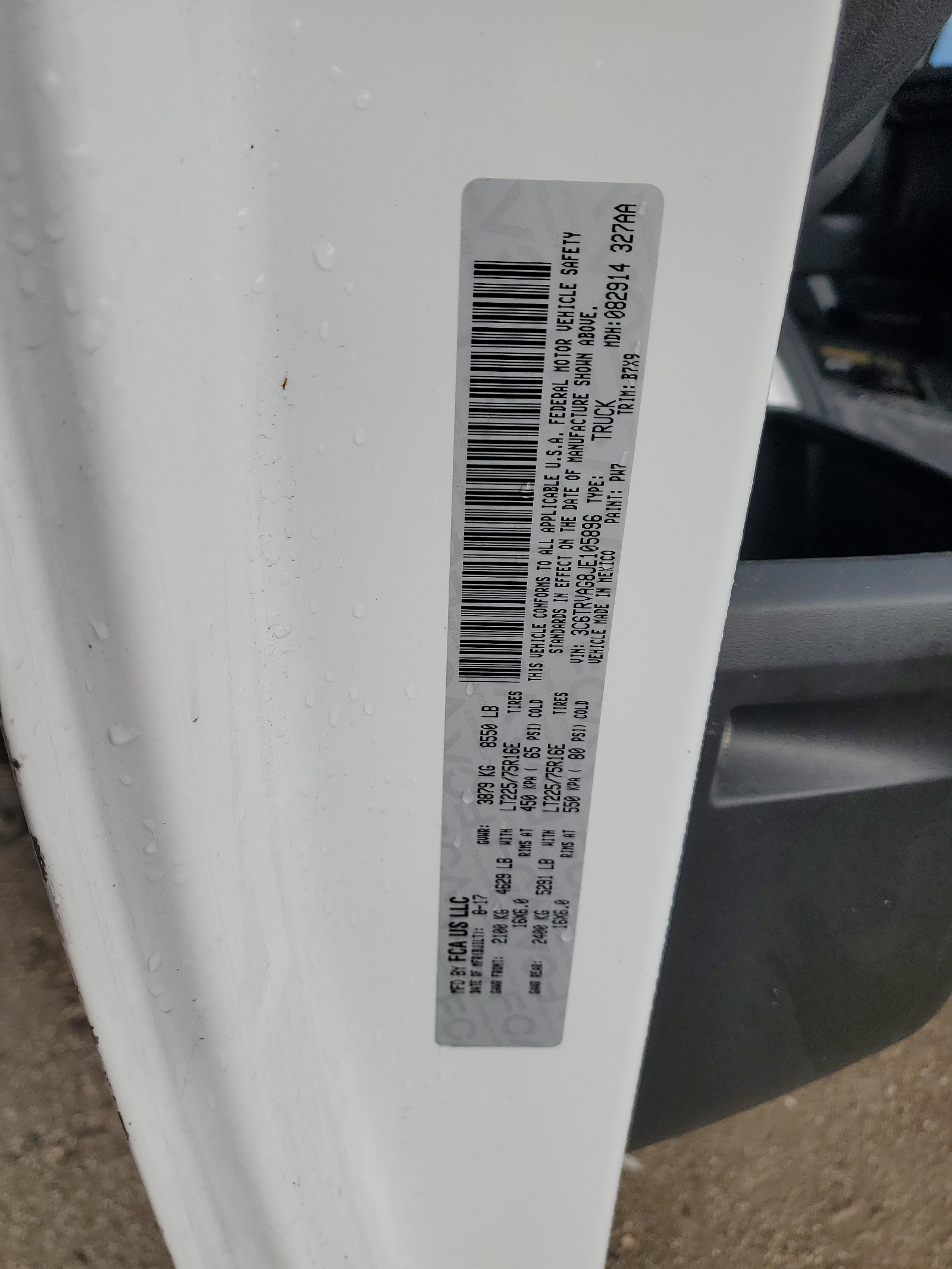 3C6TRVAG8JE105896 2018 Ram Promaster 1500 1500 Standard