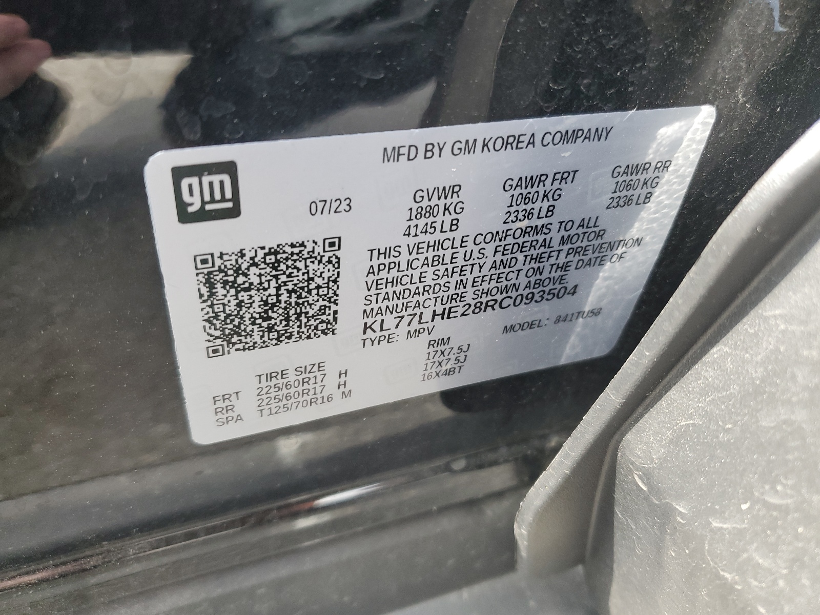 KL77LHE28RC093504 2024 Chevrolet Trax 1Lt