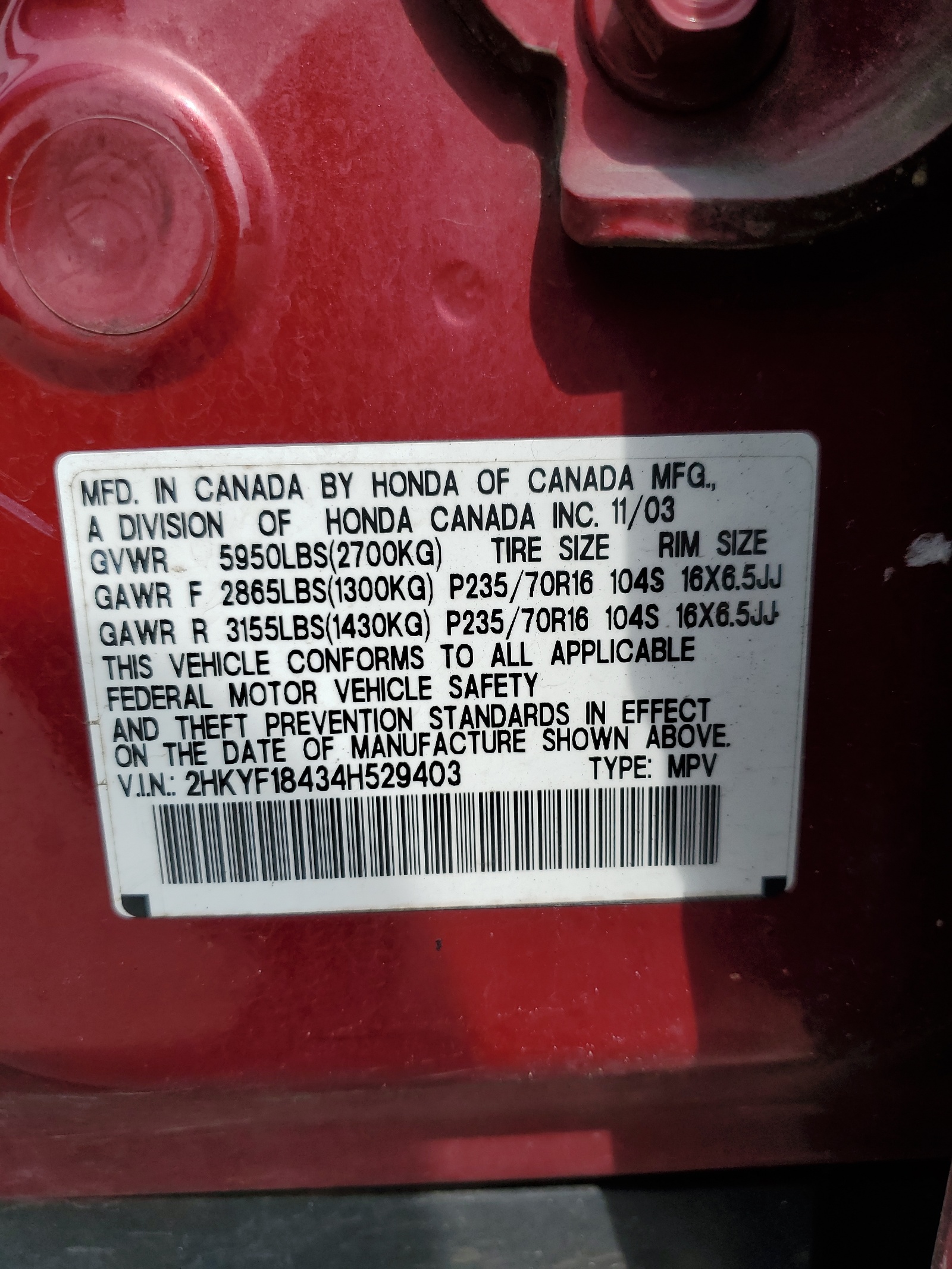 2HKYF18434H529403 2004 Honda Pilot Ex