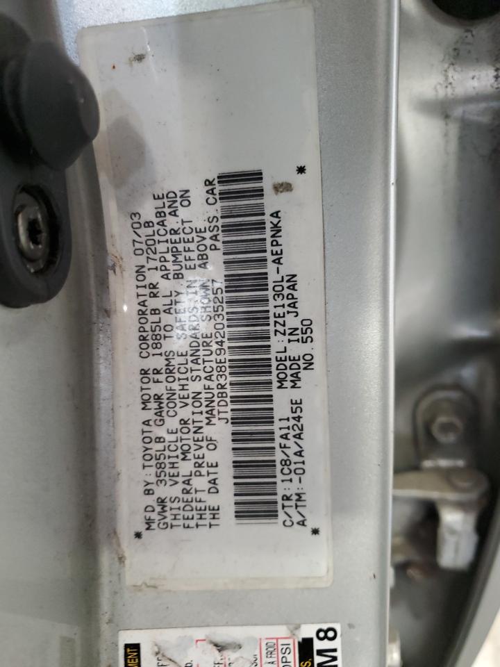 2004 Toyota Corolla Ce VIN: JTDBR38E942035257 Lot: 63906774