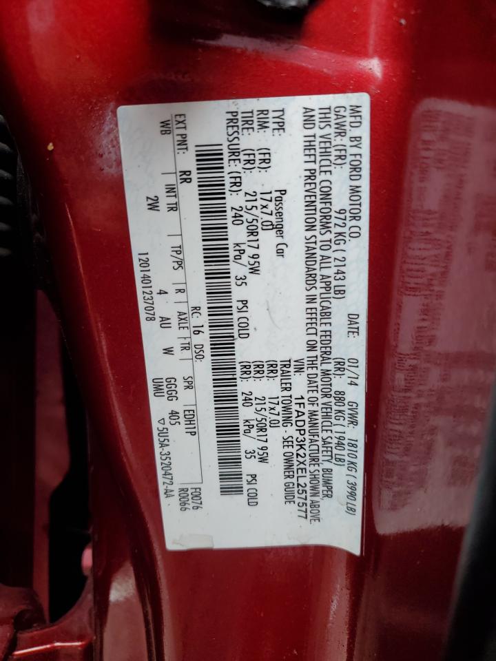 2014 Ford Focus Se VIN: 1FADP3K2XEL257577 Lot: 64152084